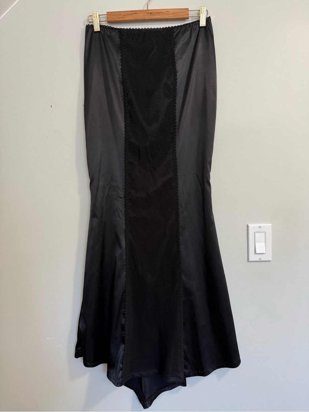 Vintage Morbid Threads satin maxi skirt black